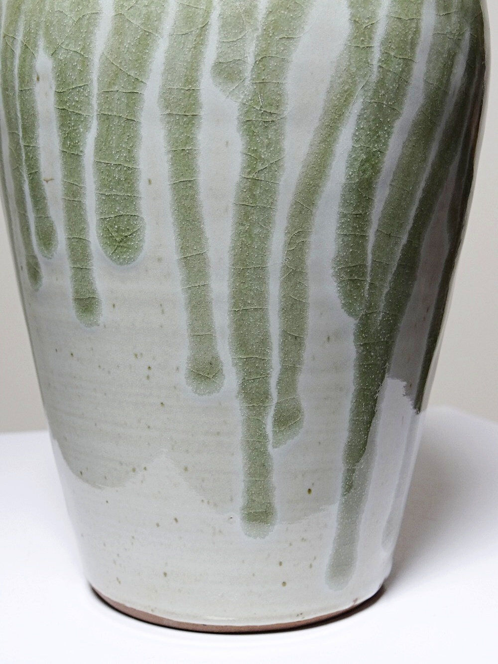 Vintage ash-glazed artisanal stoneware Wabi-Sabi modernist vase