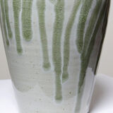 Vintage ash-glazed artisanal stoneware Wabi-Sabi modernist vase