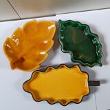 Trio of vintage ceramic leaves from the 50s and 60s
