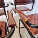 Set of 6 Vintage Cognac Leather Dining Chairs: Quilted Industrial Armchair