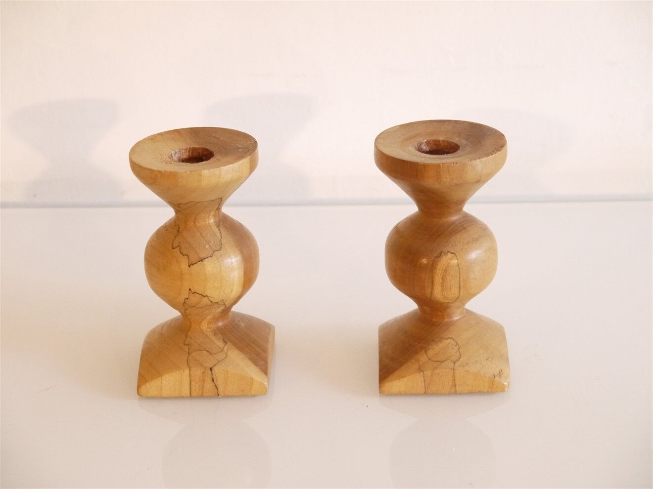 Pair of Scandinavian wooden candle holders 1960