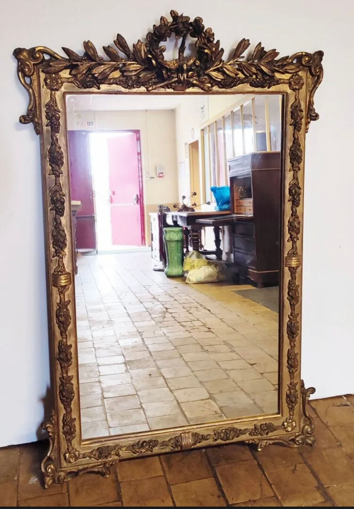 Napoleon III era mirror gilded with gold leaf