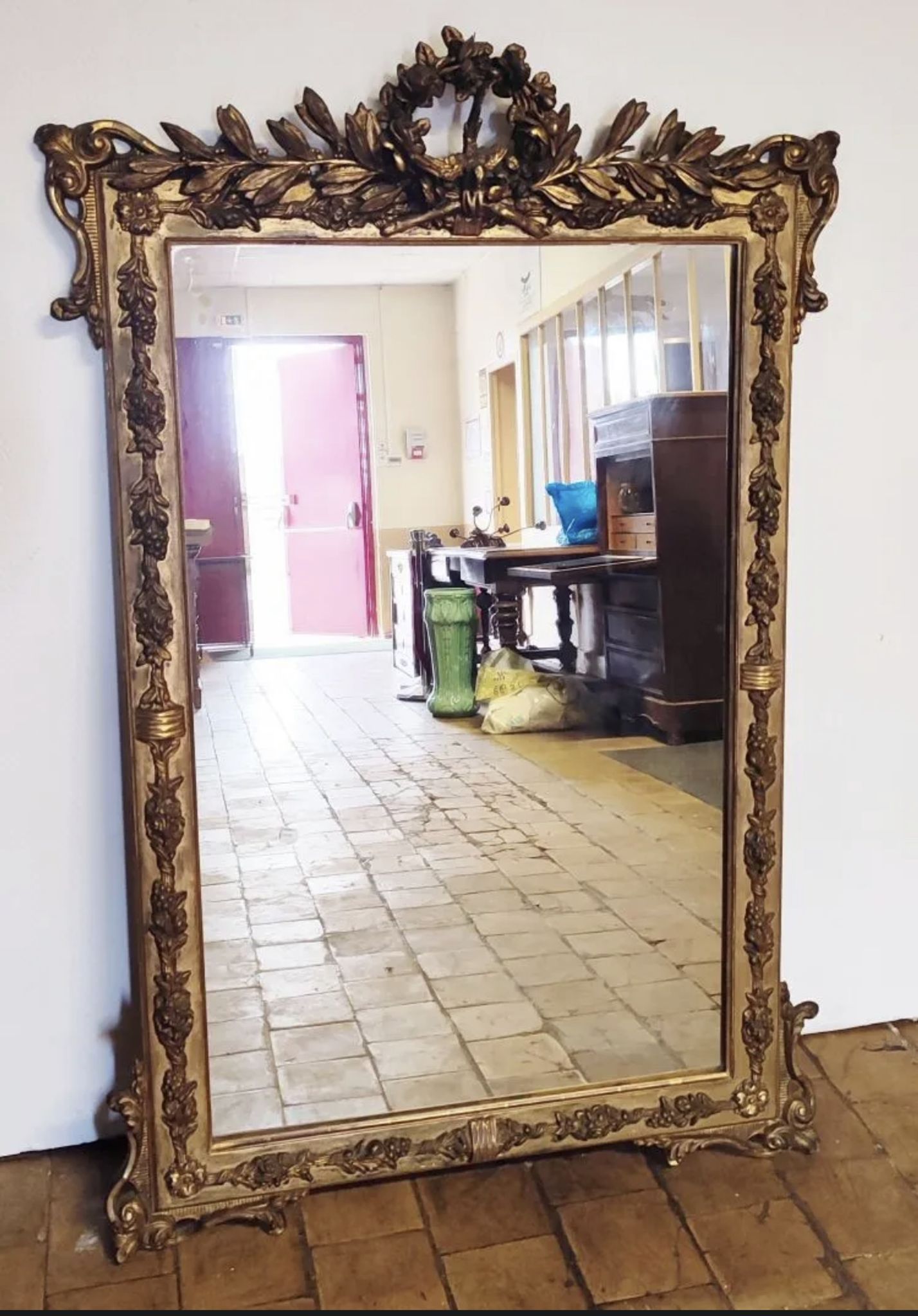 Napoleon III era mirror gilded with gold leaf