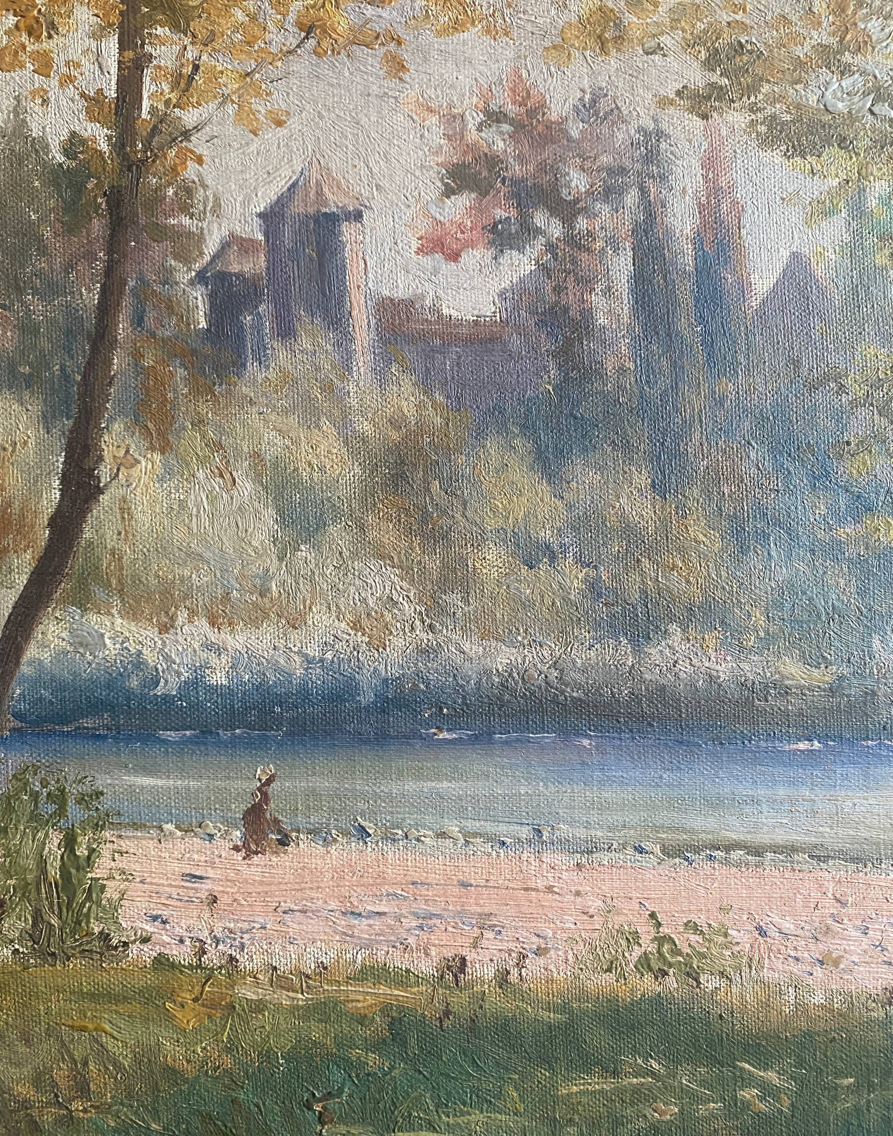 HST/P painting “Live and wooded riverside with fortification” (20th century)