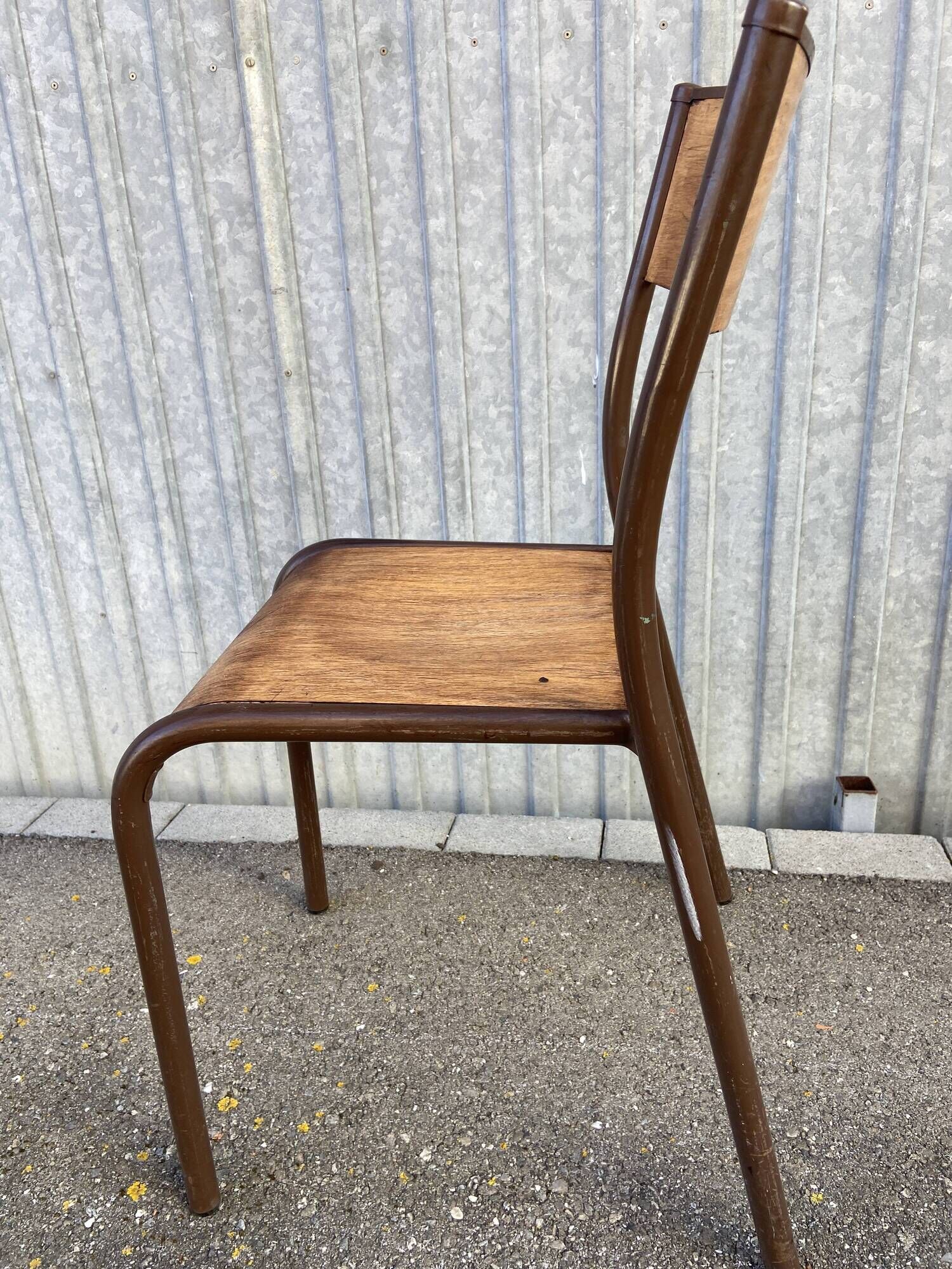 Set of 8 vintage industrial school chairs for communities mullca delagrave