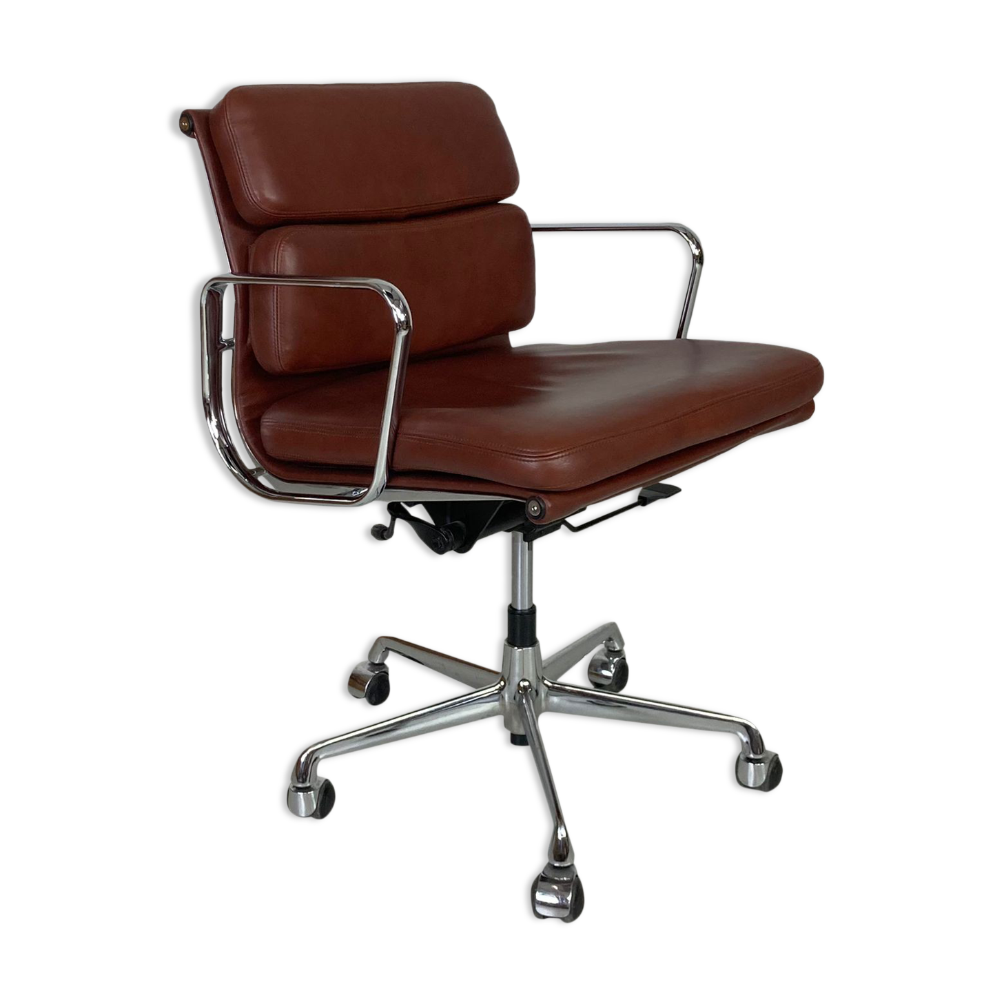 Eames ICF for Herman Miller brown leather Soft Pad Group chair