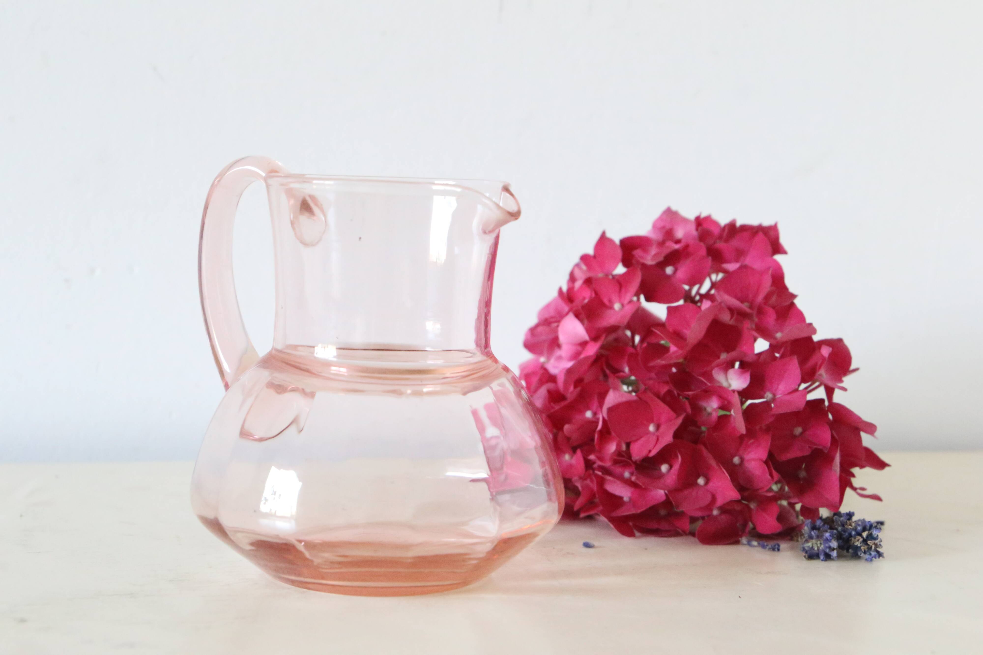 Antique pink glass pitcher