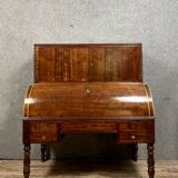 Important Louis Philippe Period Cylinder Desk / Restoration in speckled mahogany