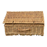 vintage hand-woven wicker storage basket or suitcase