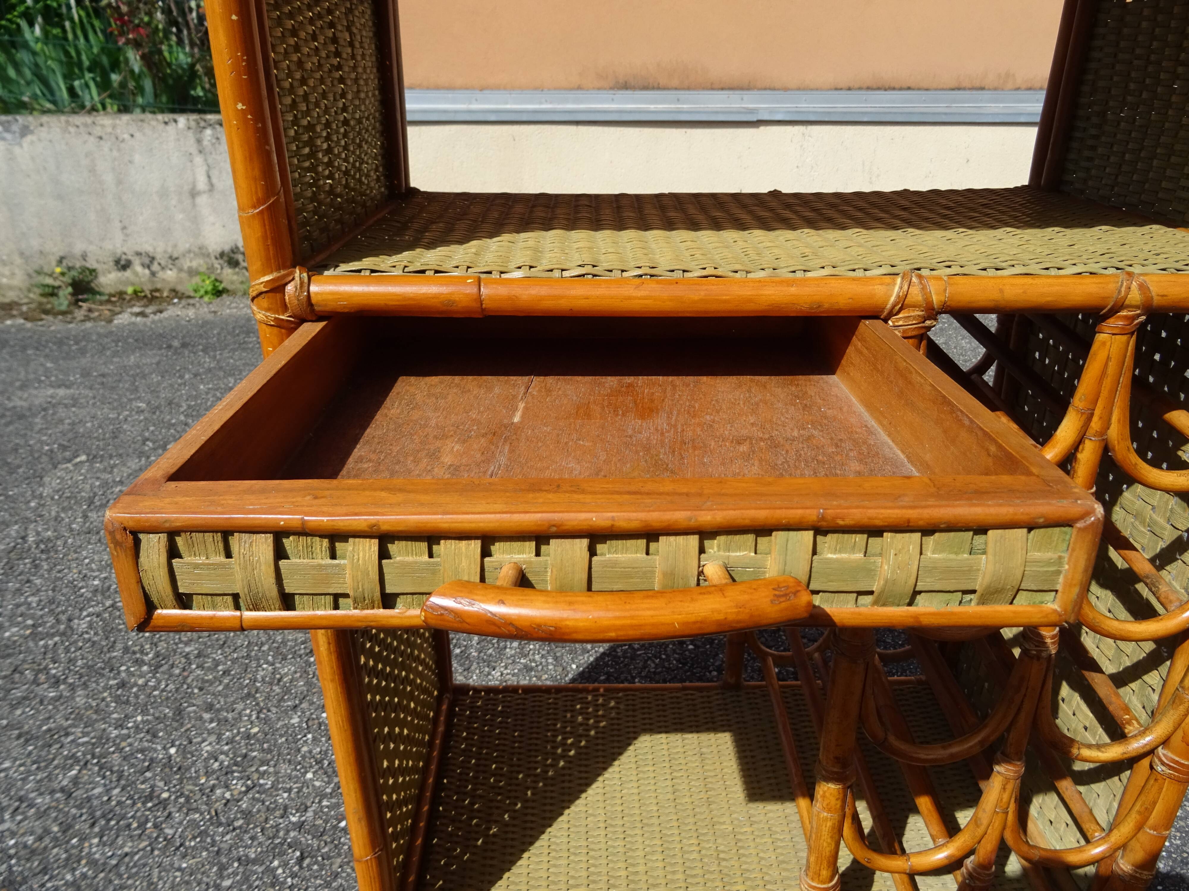 Vintage rattan bar cabinet from the 60s/70s