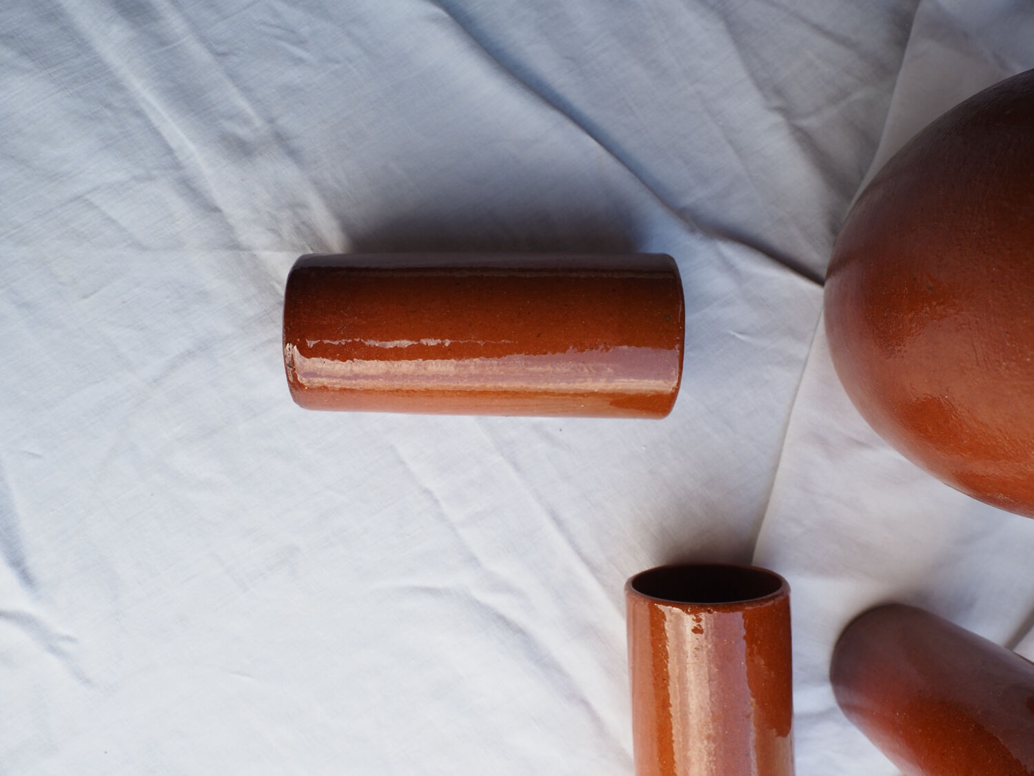Orangeade service with a jug and 6 glasses - vintage terracotta