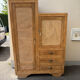 Asymmetrical wardrobe in raw wood