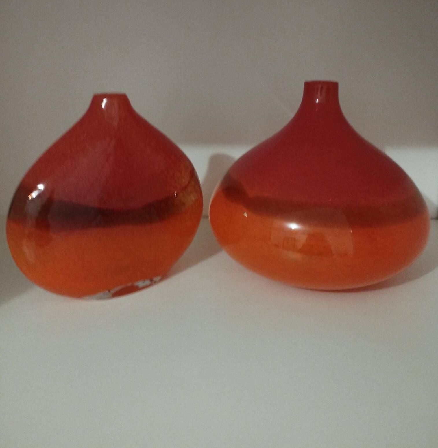 Pair or 2 glass paste vases from the 80s vintage.