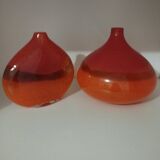 Pair or 2 glass paste vases from the 80s vintage.