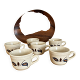 Set of 6 stoneware coffee cups from the 1970s.