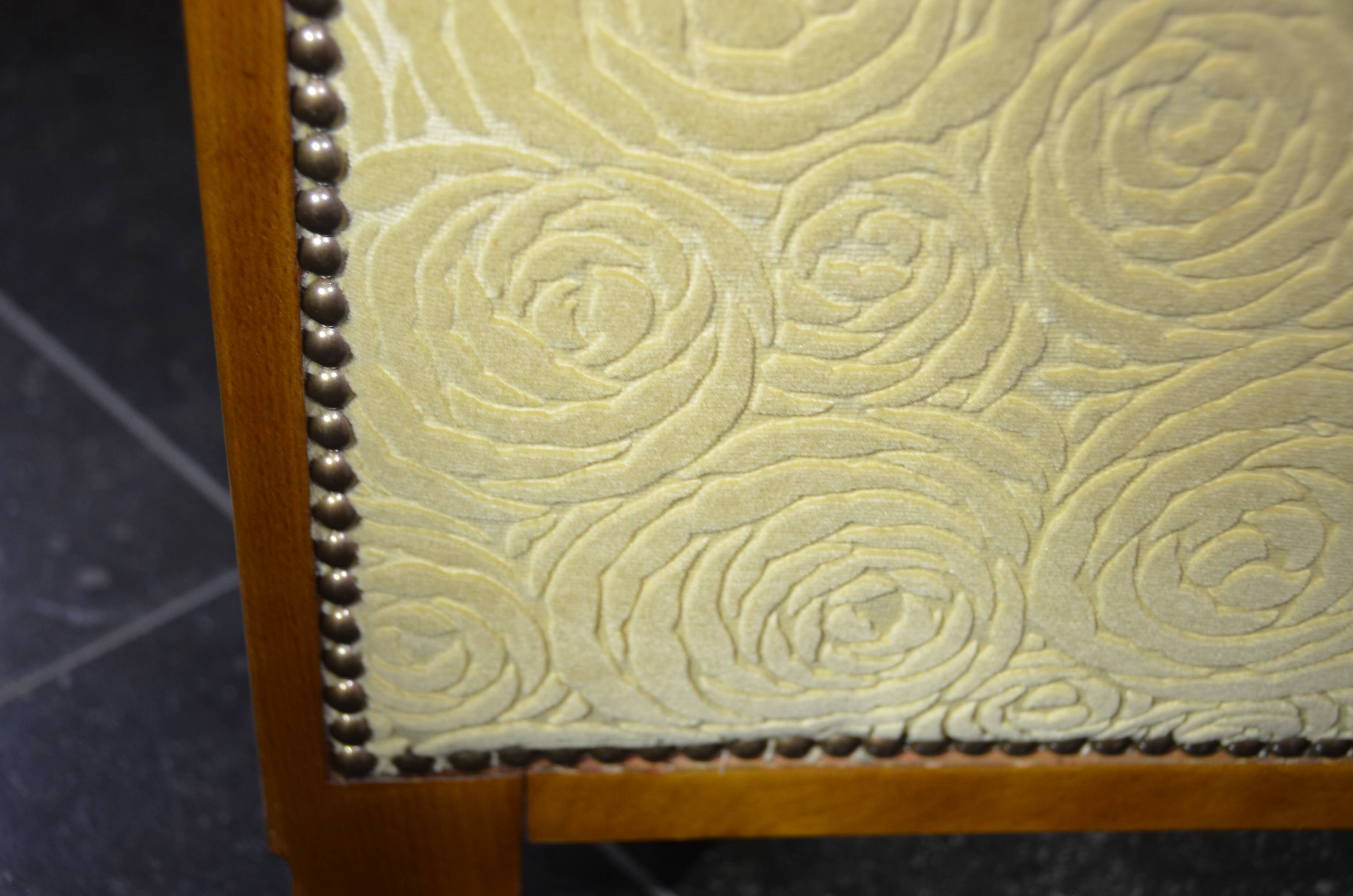 Pair of Art Deco armchairs and poufs