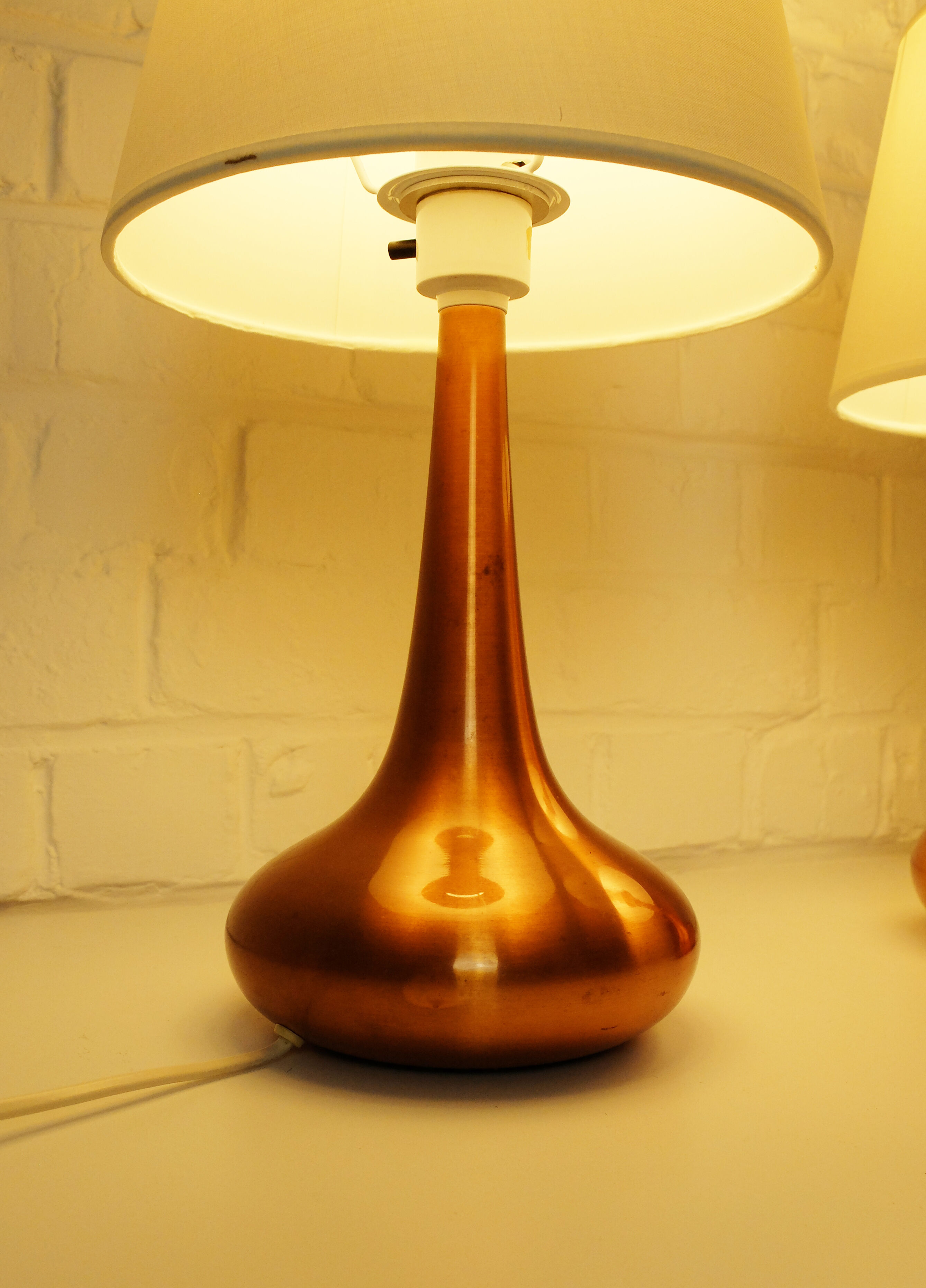 Pair of table lamps Orient copper finish Jo Hammerborg for Fog & Morup, Denmark, 1960s