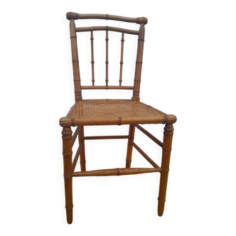 Chaise en bambou cannée années 30