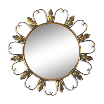 Miroir soleil,« Oeil de Sorcière » en laiton, attribué à la fabrique belge