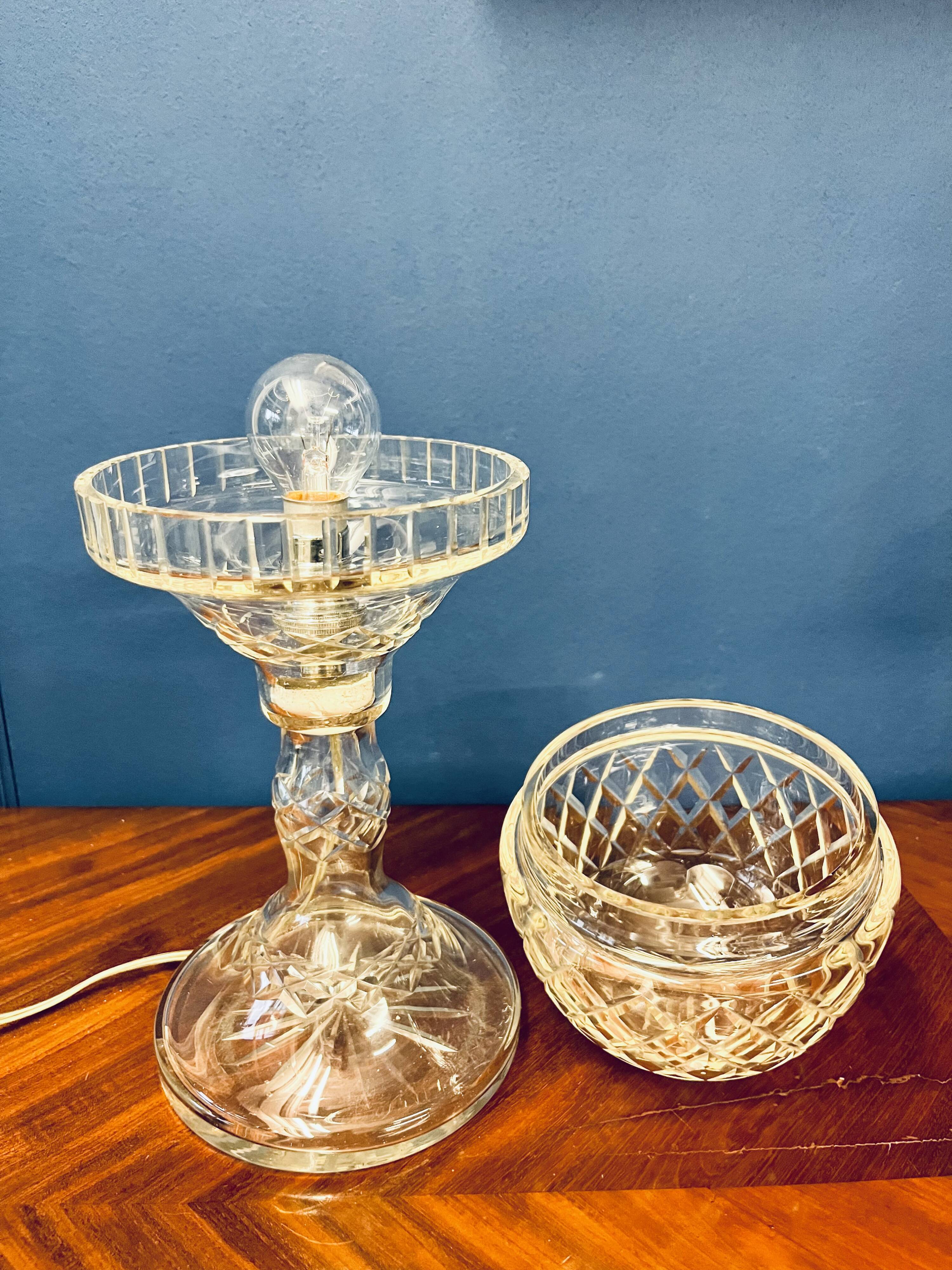 Antique art deco crystal boudoir lamp