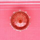 Sugar pot in worked pink glass