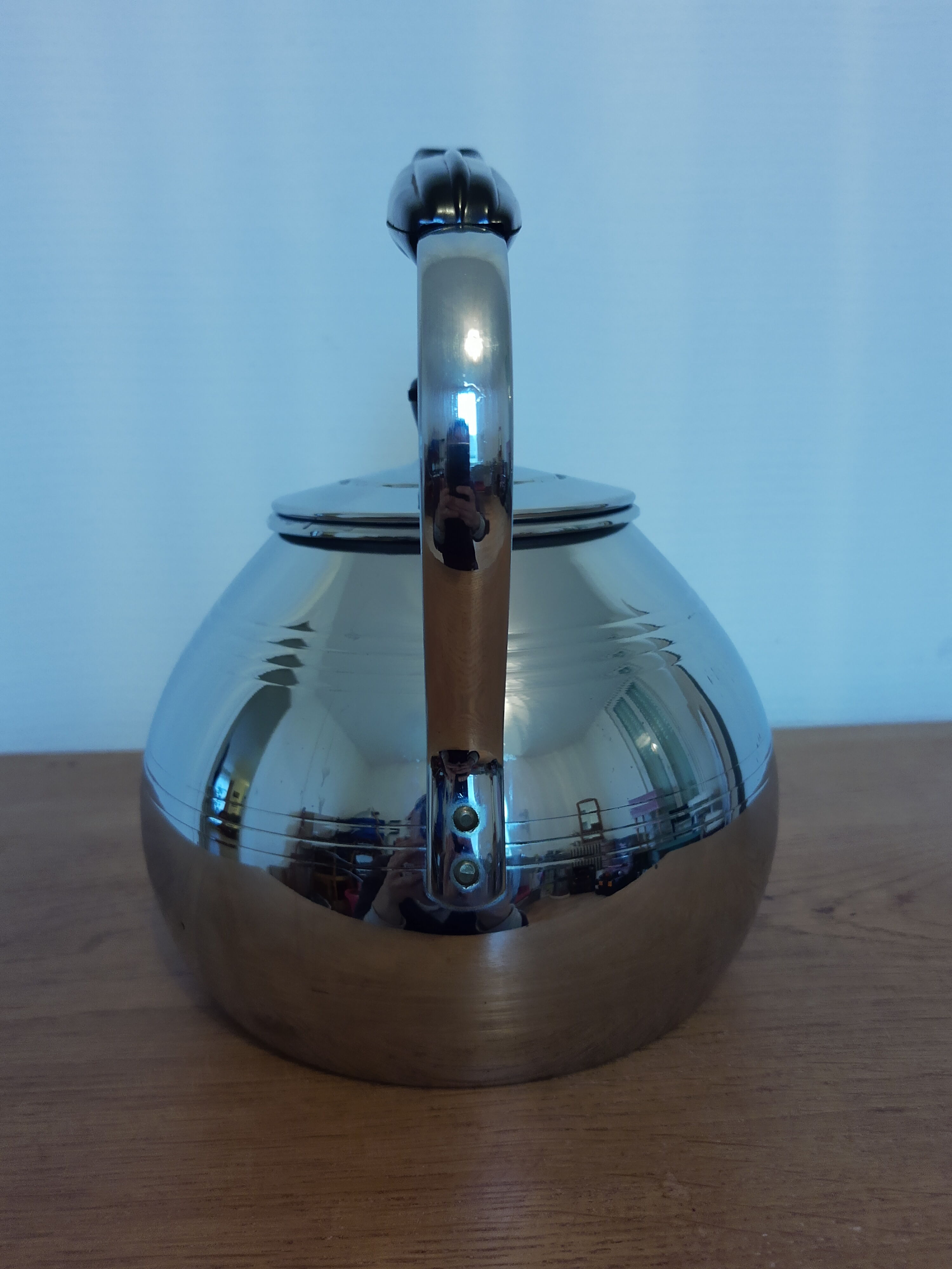 Vintage chrome copper kettle Le Trèfle