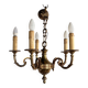 Five-armed golden brass chandelier – neoclassical elegance, Louis XVI spirit.