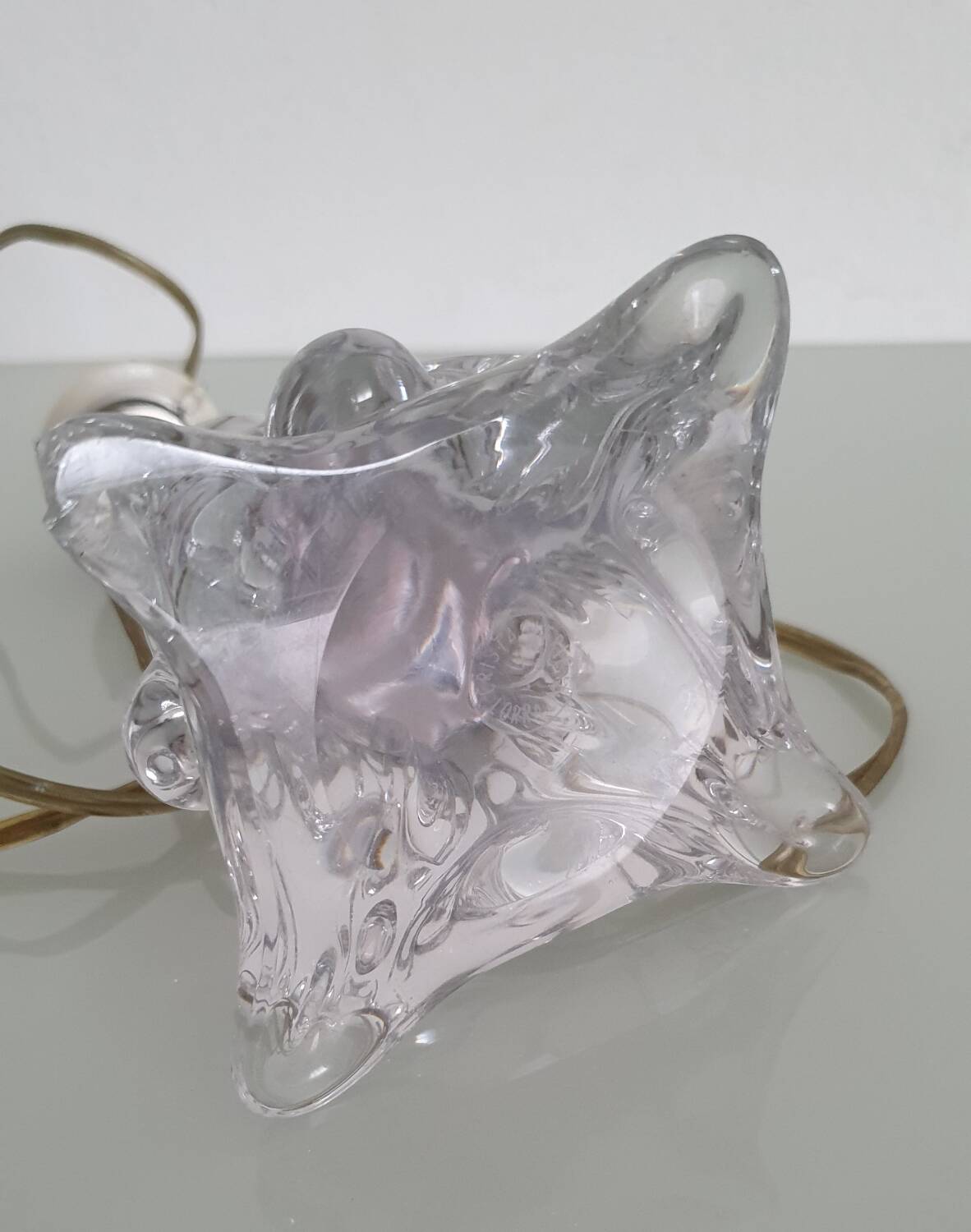 Twisted crystal lamp base - Cristallerie de Lorraine