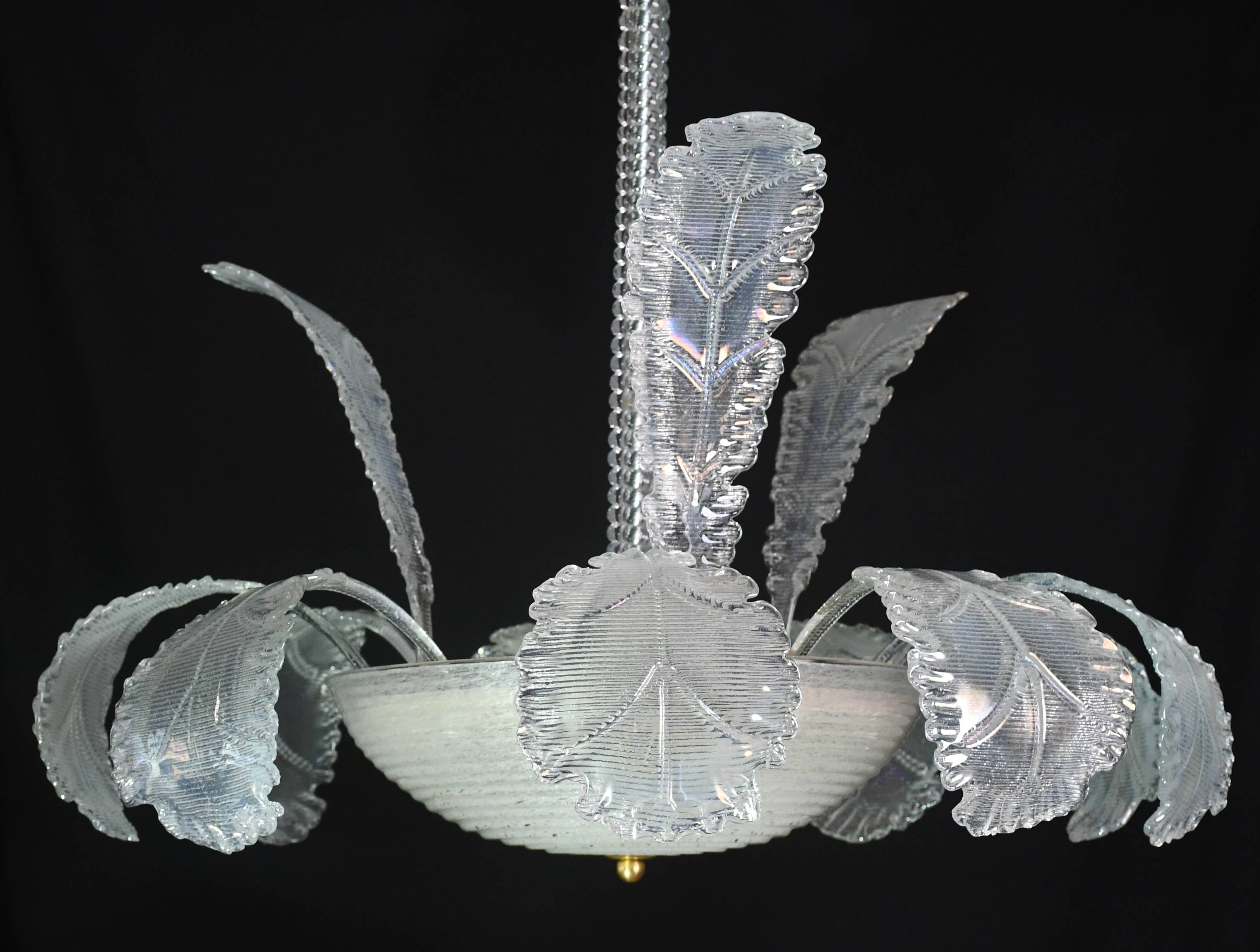 Luxury Barovier & Toso chandelier, Murano Pulegoso glass, 1950s
