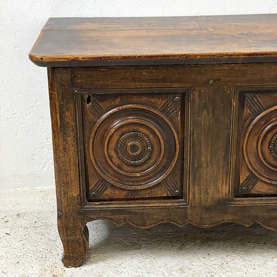 Antique solid oak storage bench
