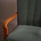 Danish Art Deco, set of 3 oak armchairs, reupholstered in green mohair, 1930s.