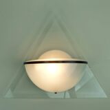 Pair of italian 1980s sconces wall lamps lamperti model illo etched glass and metal