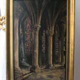 20th century French school painting "Apse of the Cathedral of Saint-Om