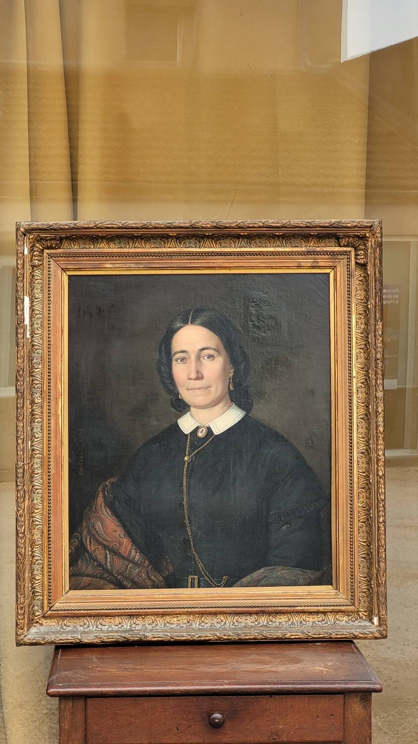 Oil on Canvas Portrait Painting of a Woman Framed 19th Century Signed