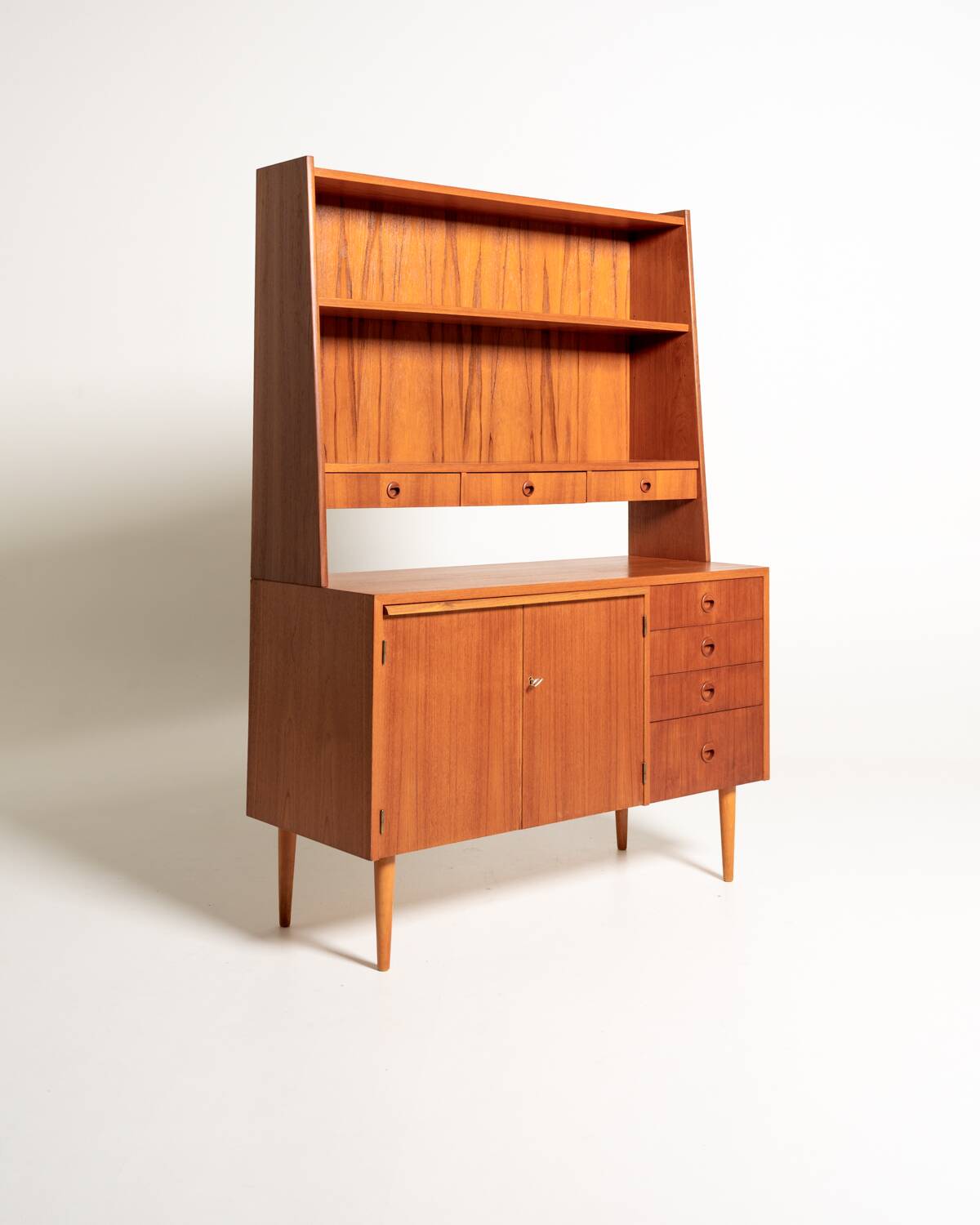 Swedish teak bookcase with writing desk, 1960s