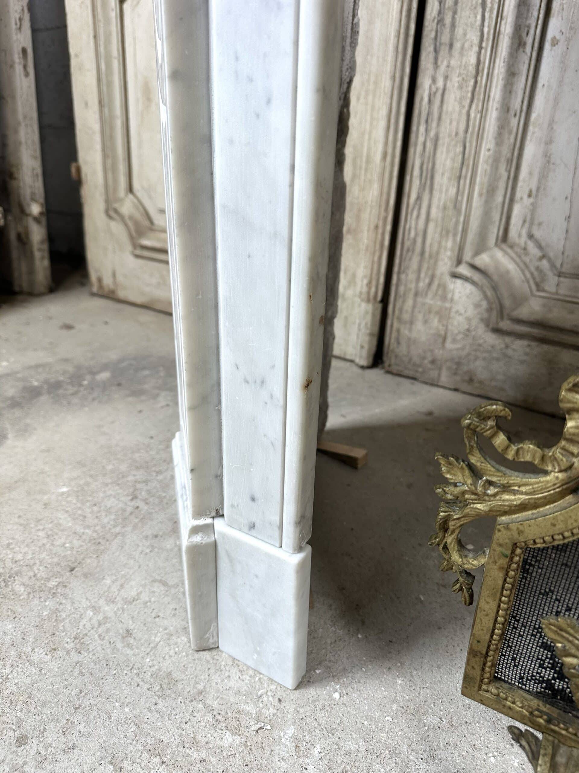 Louis XV style fireplace in white marble circa 1900