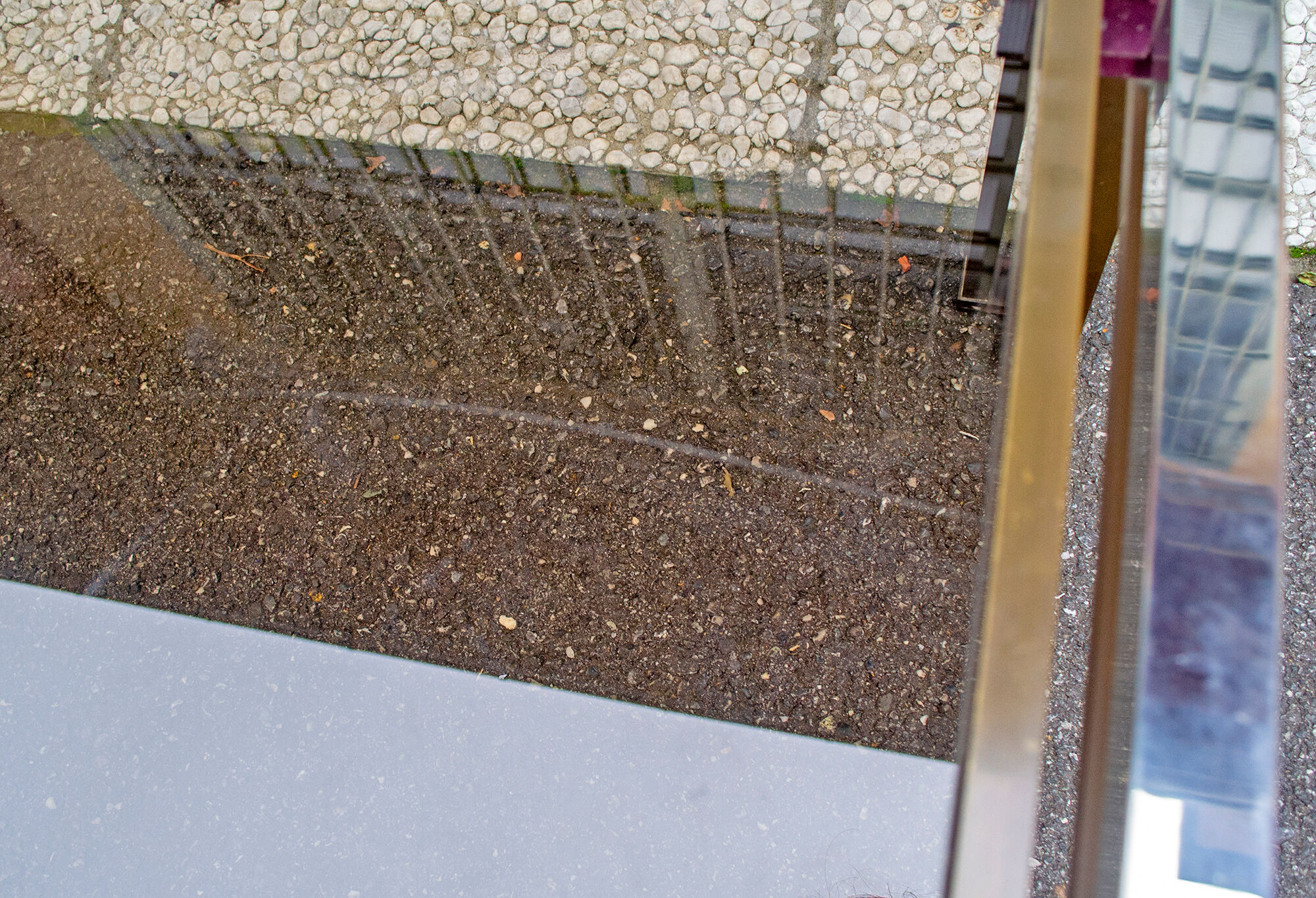 Coffee table in steel and brass, with decorations in colored plexiglas Italy 70s