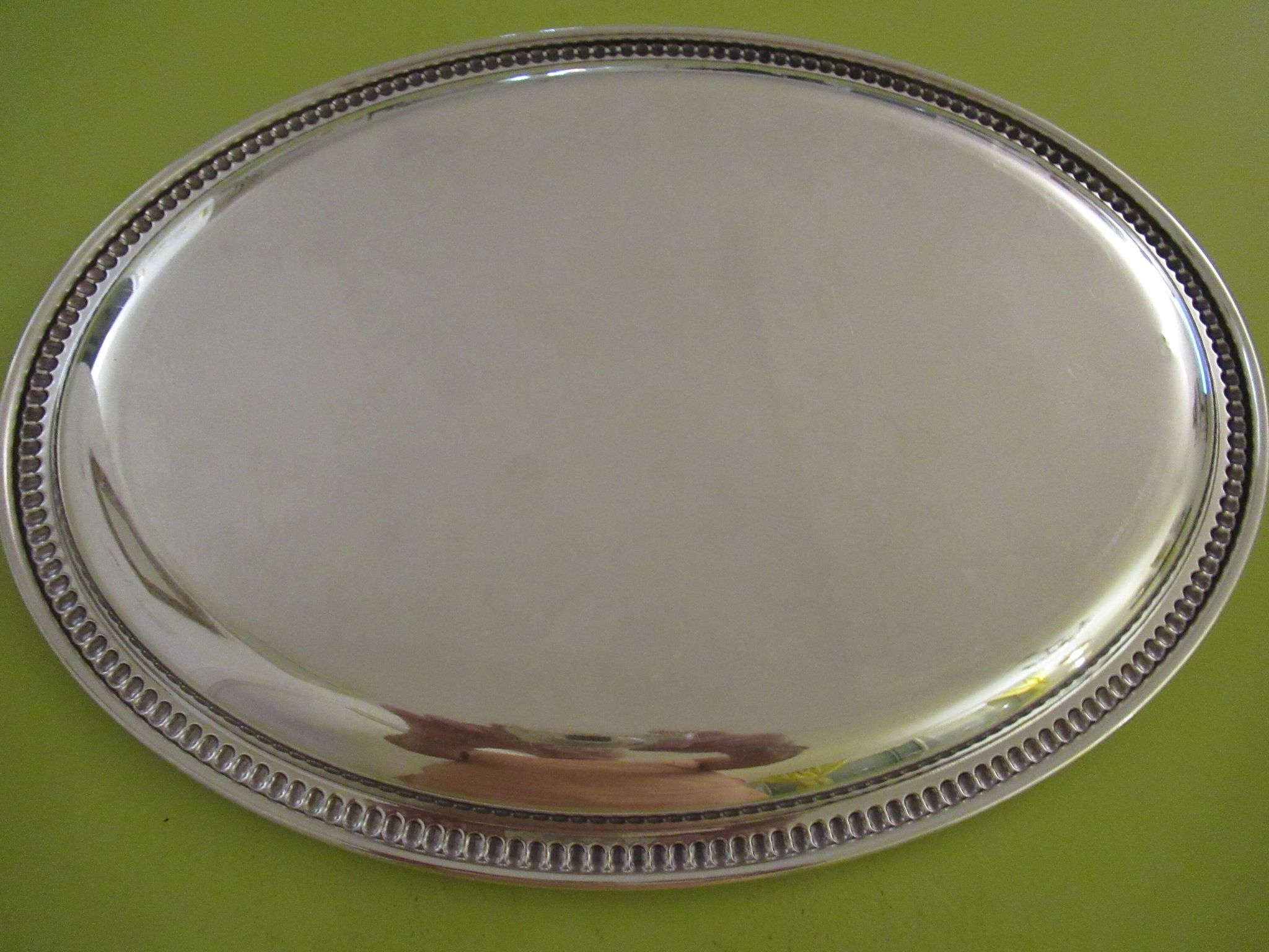 Oval silver-plated metal tray 33.5X24.5 Louis XVI style vintage very good condition