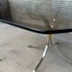 1970s table – chrome, brass, and smoked glass