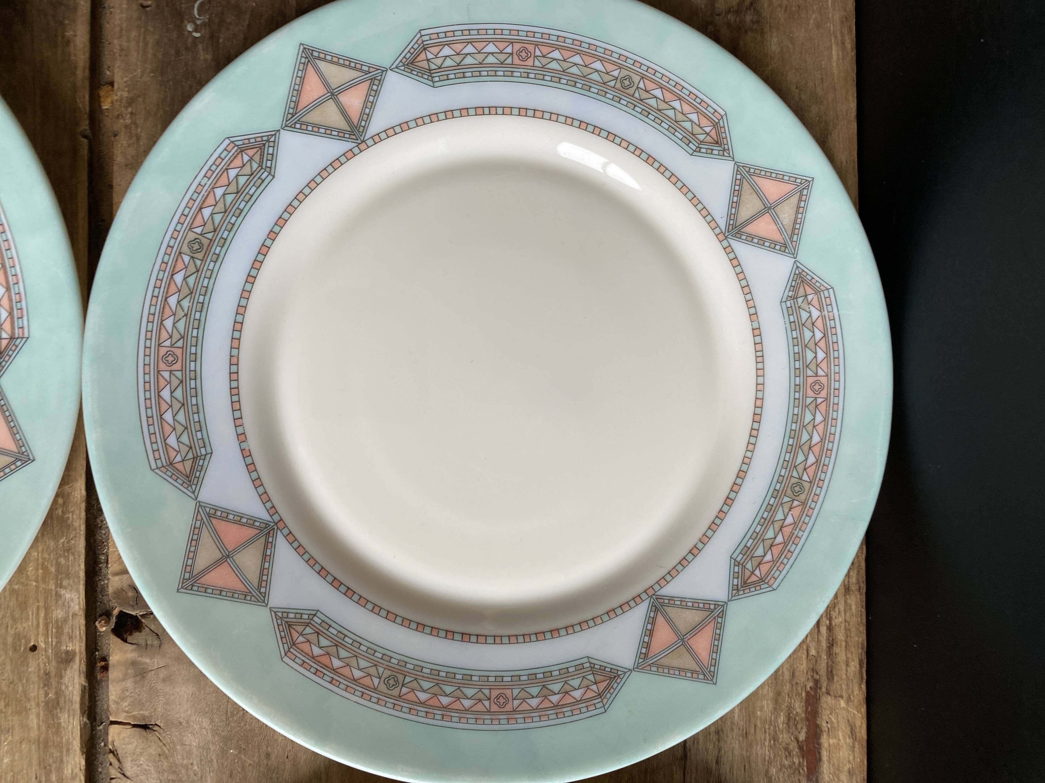 Set of 6 dessert plates Arcopal France – Aztec Vintage 90s model