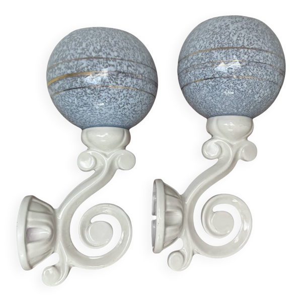 Paire d’appliques murales vintage pastel