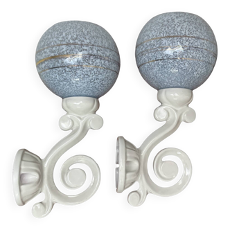 Pair of vintage pastel wall sconces