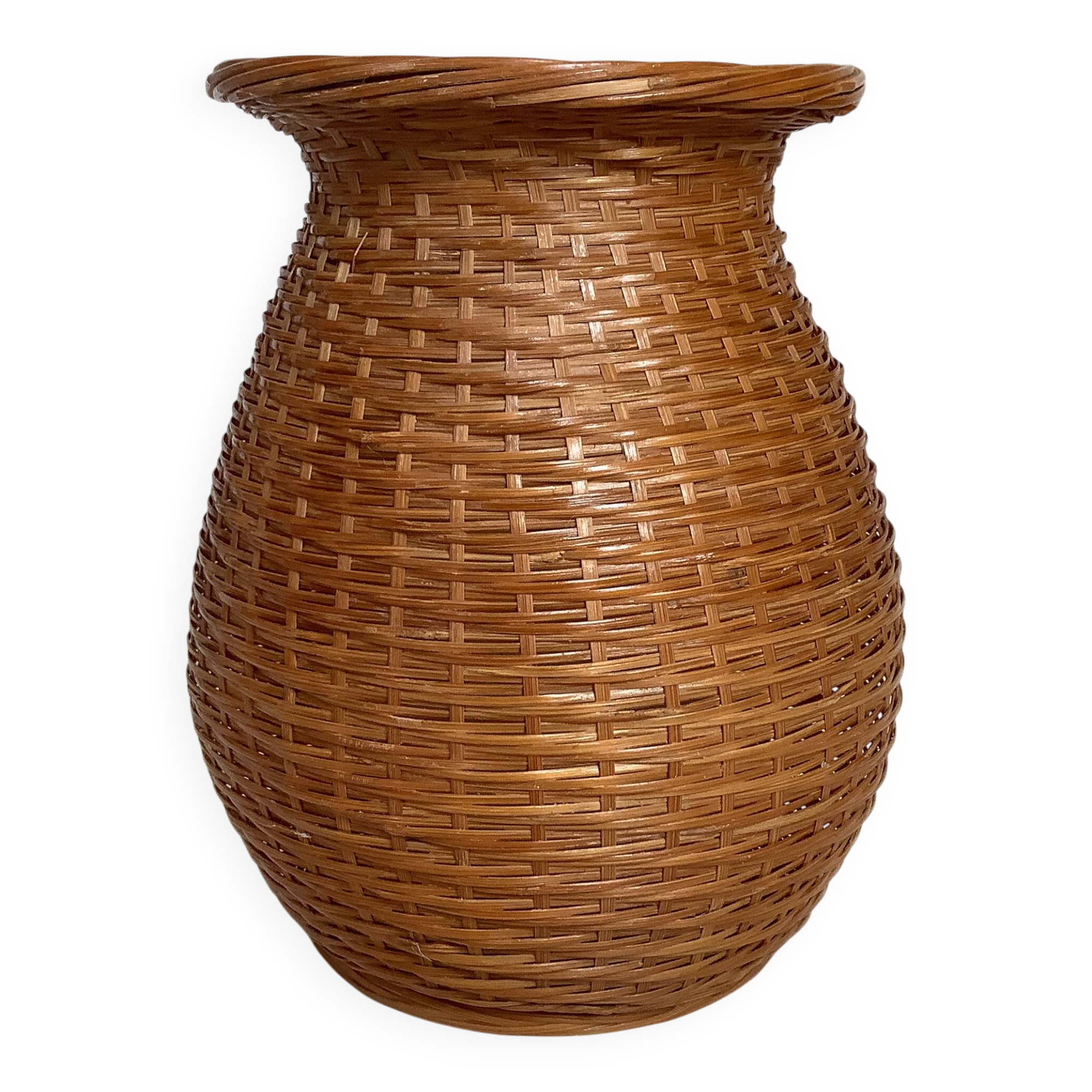 Ikebana style ceramic interior bamboo woven vase
