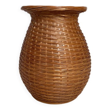 Ikebana style ceramic interior bamboo woven vase