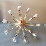 Painted metal chandelier with flowers