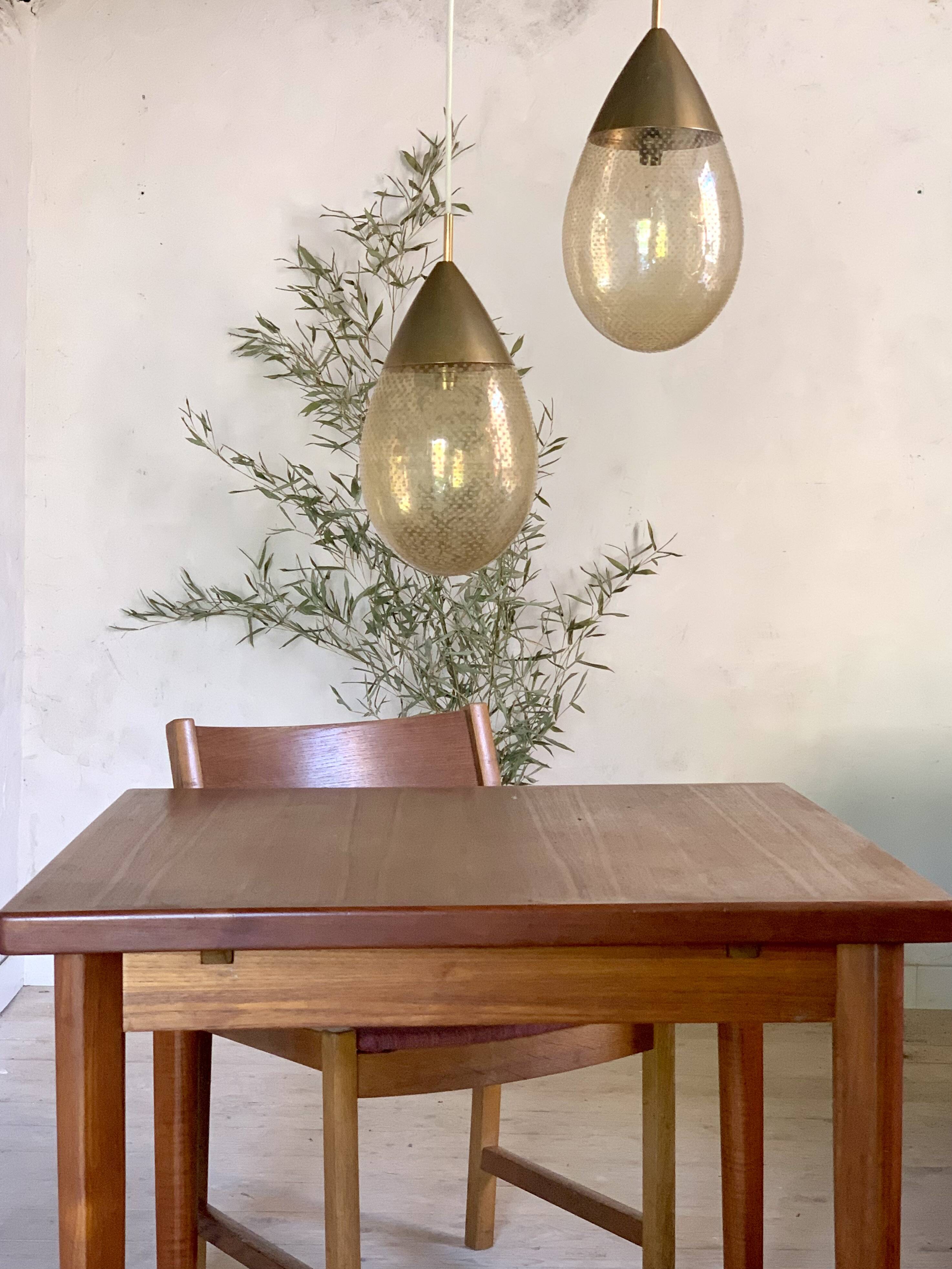 Vintage amber glass drop pendant light