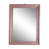 Miroir rectangulaire ancien couleur vieux rose patine argentée 50 cm
