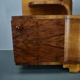 1930s Art Deco nightstands in walnut finish, Czechoslovakia