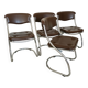 Set of 4 chrome tubular chairs design 1970