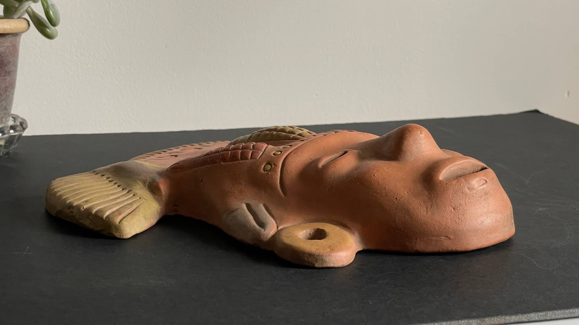 Masque terre cuite reproduction vintage mexique